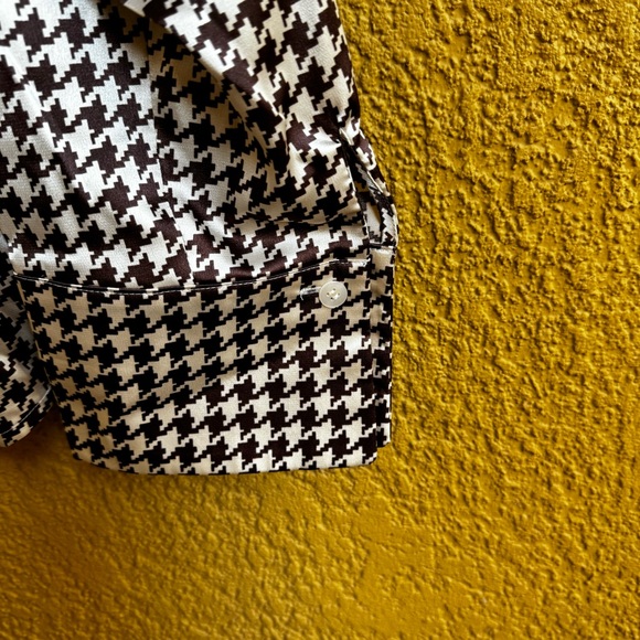 Kasper Brown and White Houndstooth Button Down Shirt - Picture 4 of 12